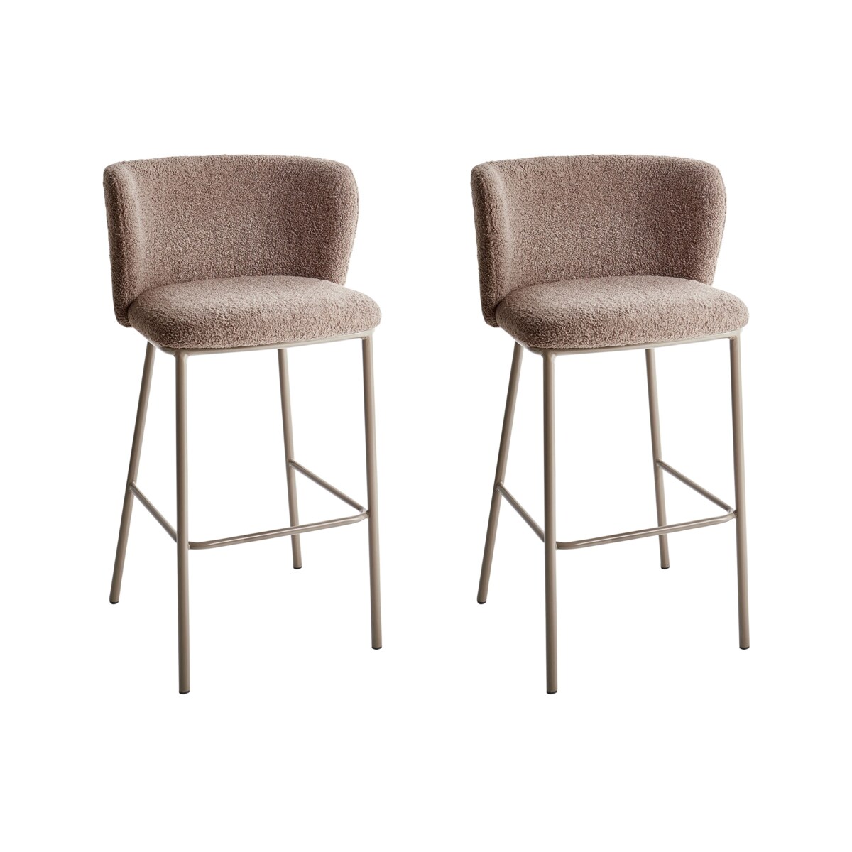 Zestaw 2 krzeseł barowych MINA II Boucle Brązowy