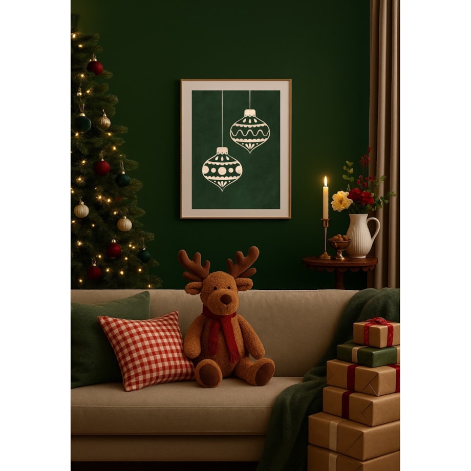 Poster Story, Plakat, Obraz - Beżowe Bombki, wymiary 30 x 42 cm