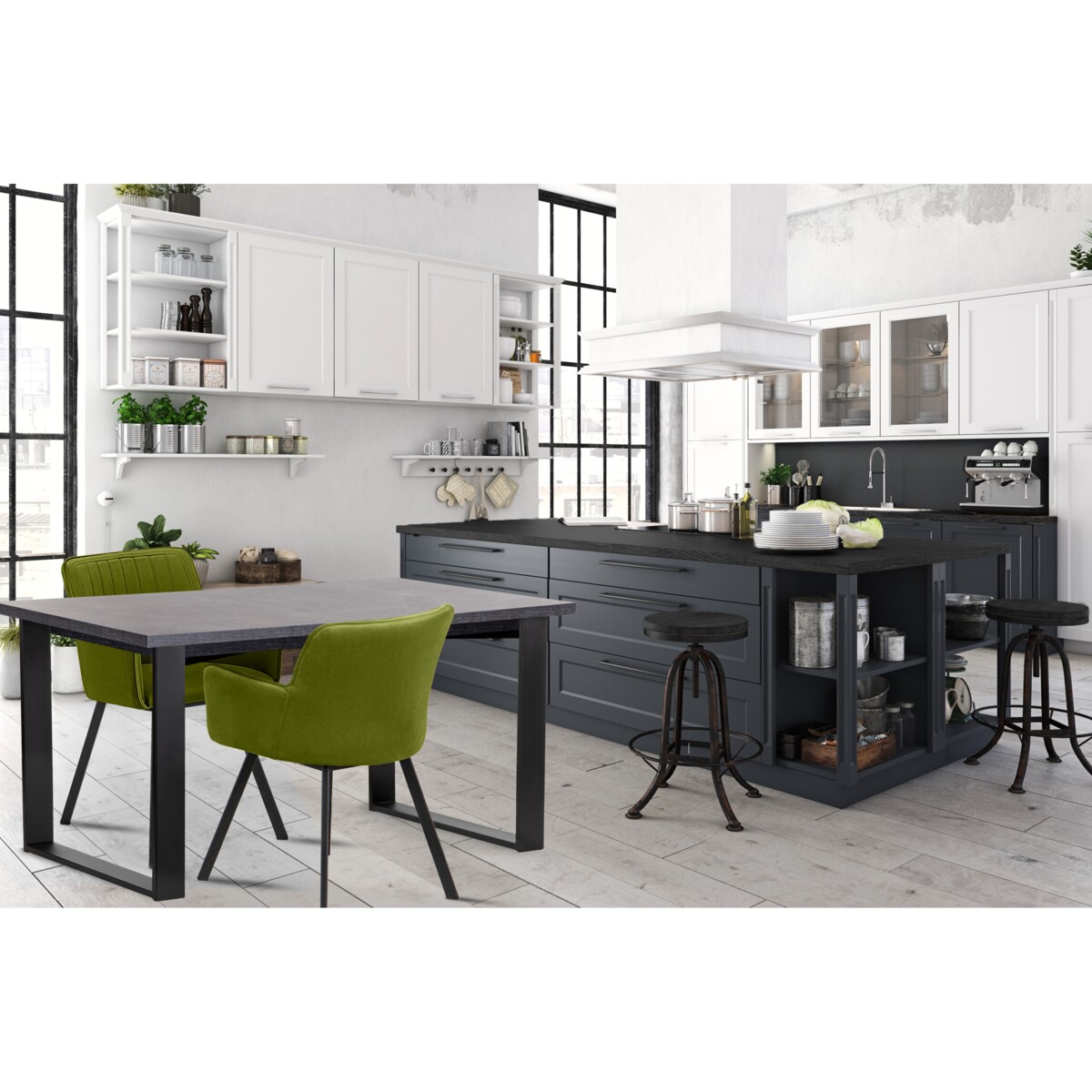 KONSIMO CETO Rozkładany stół w industrialnym stylu matowy szary