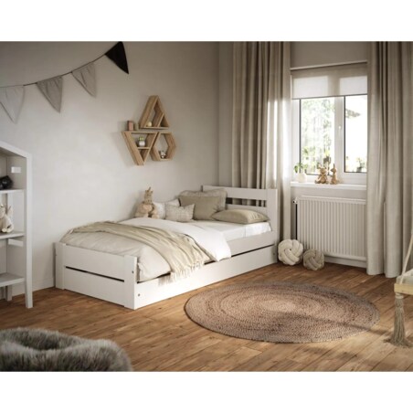 Łóżko dziecięce EMIL 180x90 z szufladą białe