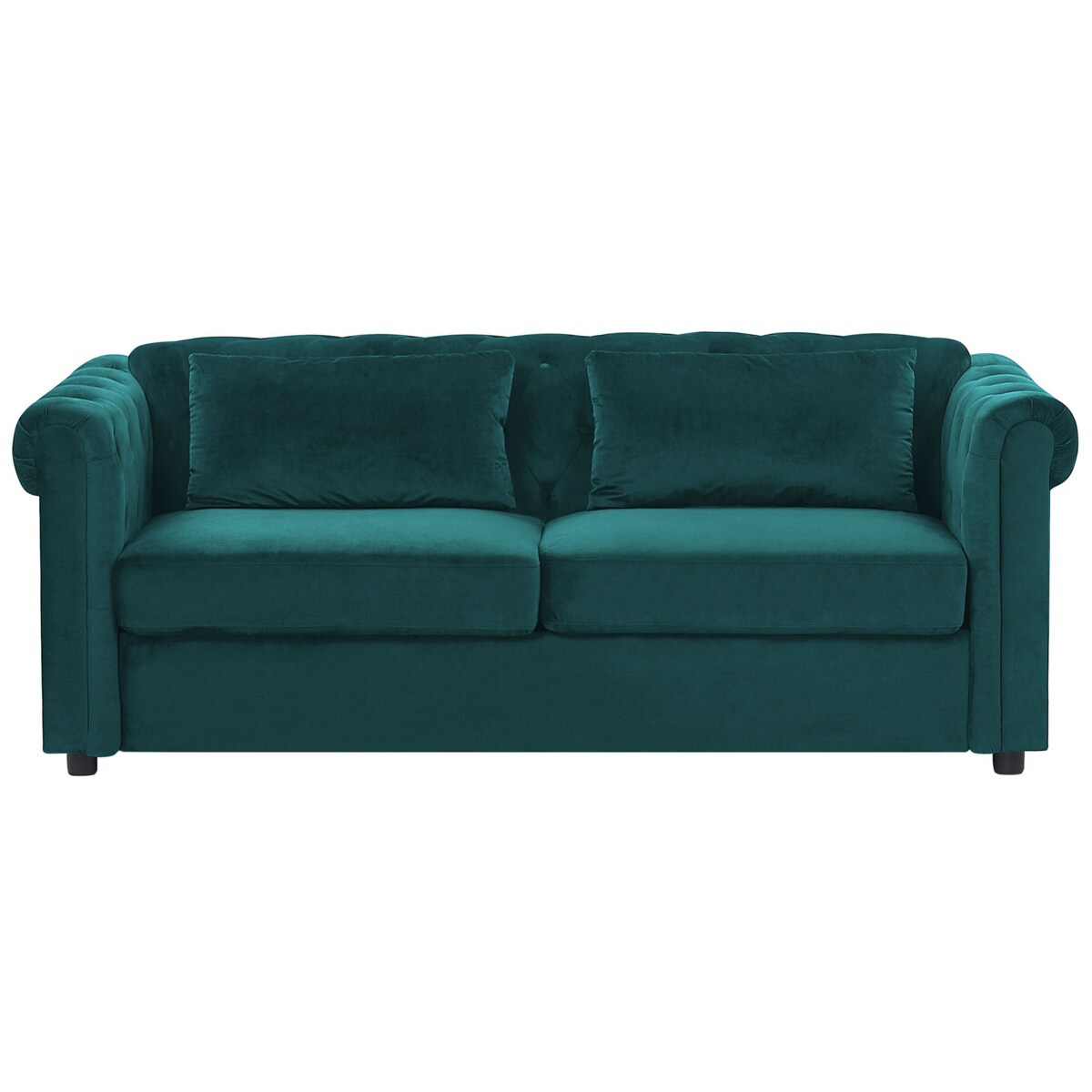 Sofa rozkładana welurowa zielona CHESTERFIELD