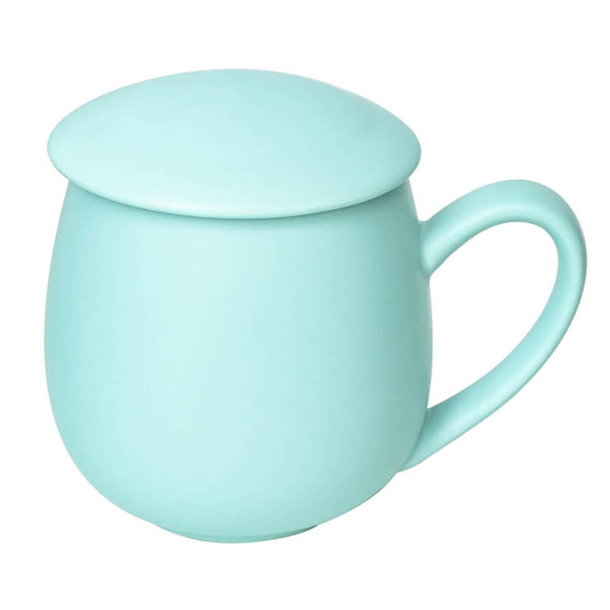 Kubek z zaparzaczem i pokrywką miętowy matowy - super zestaw do przygotowania herbaty, naparu, perfekcyjny podarunek prezent dla mamy, taty, babci, dziadka