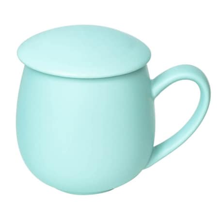 Kubek z zaparzaczem i pokrywką miętowy matowy - super zestaw do przygotowania herbaty, naparu, perfekcyjny podarunek prezent dla mamy, taty, babci, dziadka