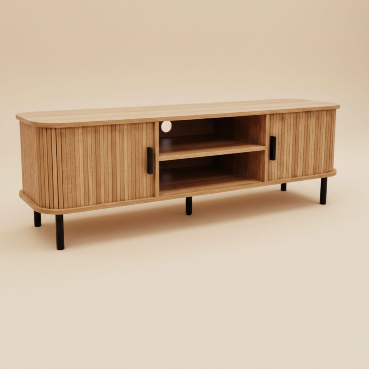 Szafka rtv ryflowana SCAVA, 140 x 40 x 46 cm