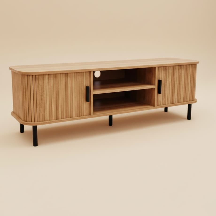 Szafka rtv ryflowana SCAVA, 140 x 40 x 46 cm