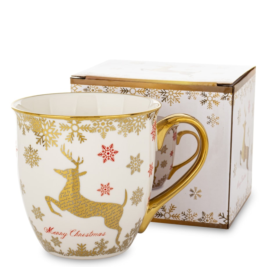 Kubek z motywem złotego jelenia