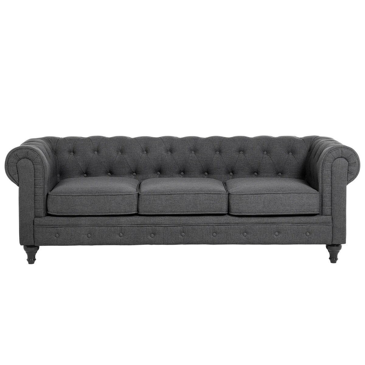Sofa 3-osobowa szara CHESTERFIELD