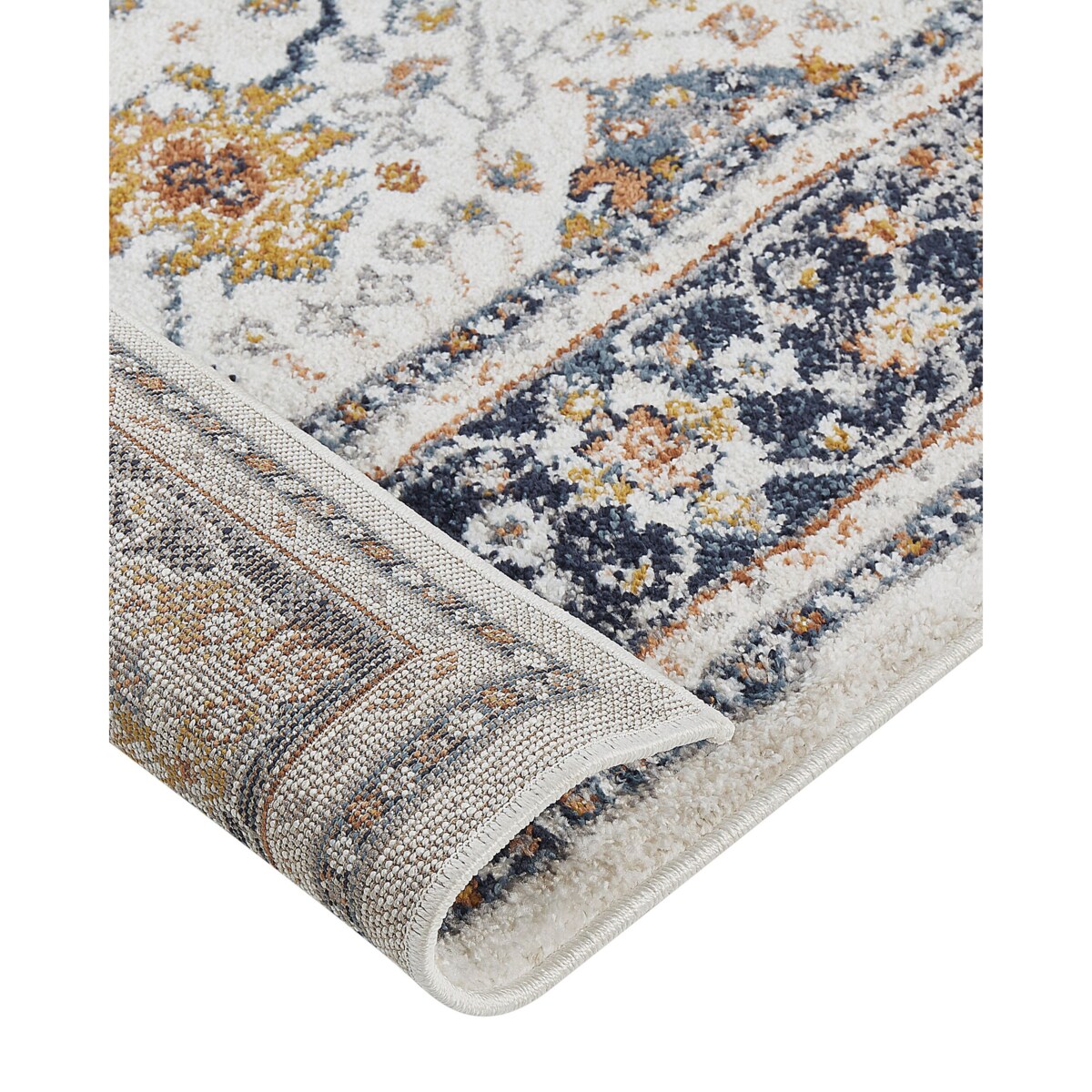 Dywan 80 x 300 cm beżowy z niebieskim ARATES