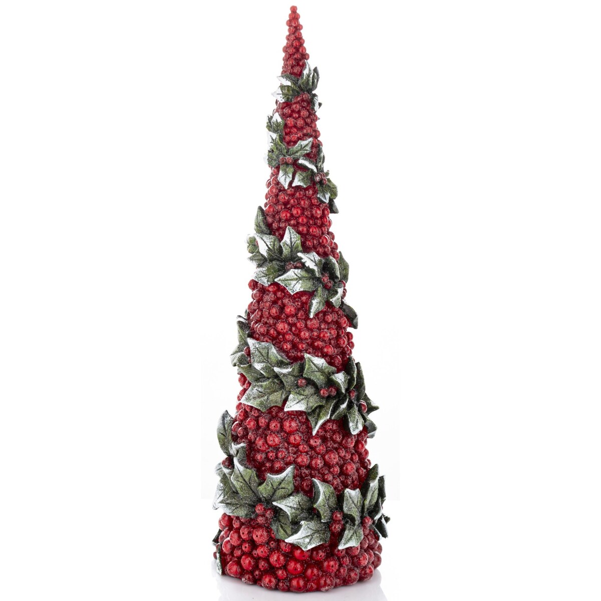 Choinka wysoka 45x15x15 cm RIBES-2 czerwona z zielonymi liśćmi