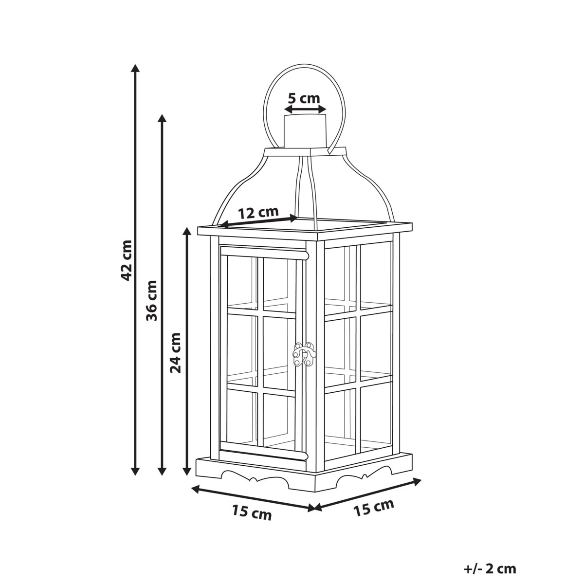 Lampion metalowy 36 cm czarny CLARA