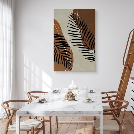 OBRAZ DO SALONU LIŚCIE PALMOWE STYL BOHO NATURA ABSTRAKCJA 80x120cm