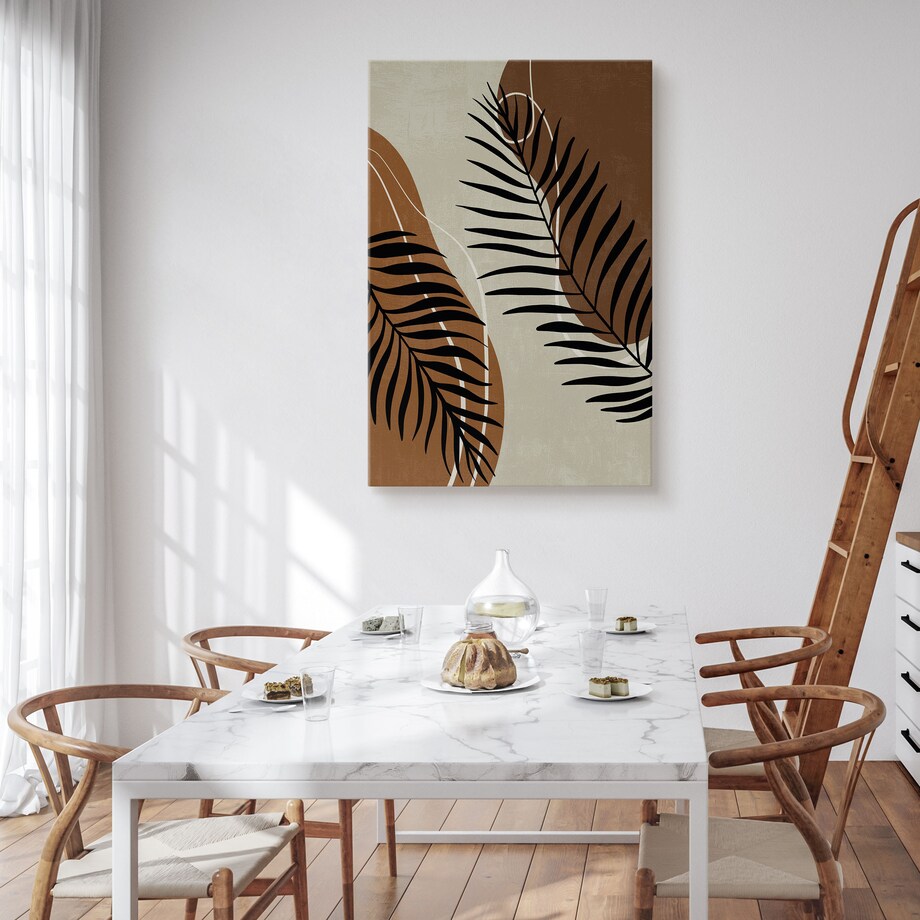 OBRAZ DO SALONU LIŚCIE PALMOWE STYL BOHO NATURA ABSTRAKCJA 80x120cm