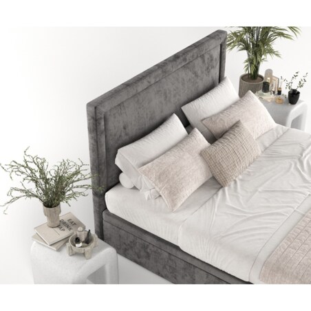 Łóżko tapicerowane SALMA 160x200 z pojemnikiem, Stalowy, tkanina Lotta 16