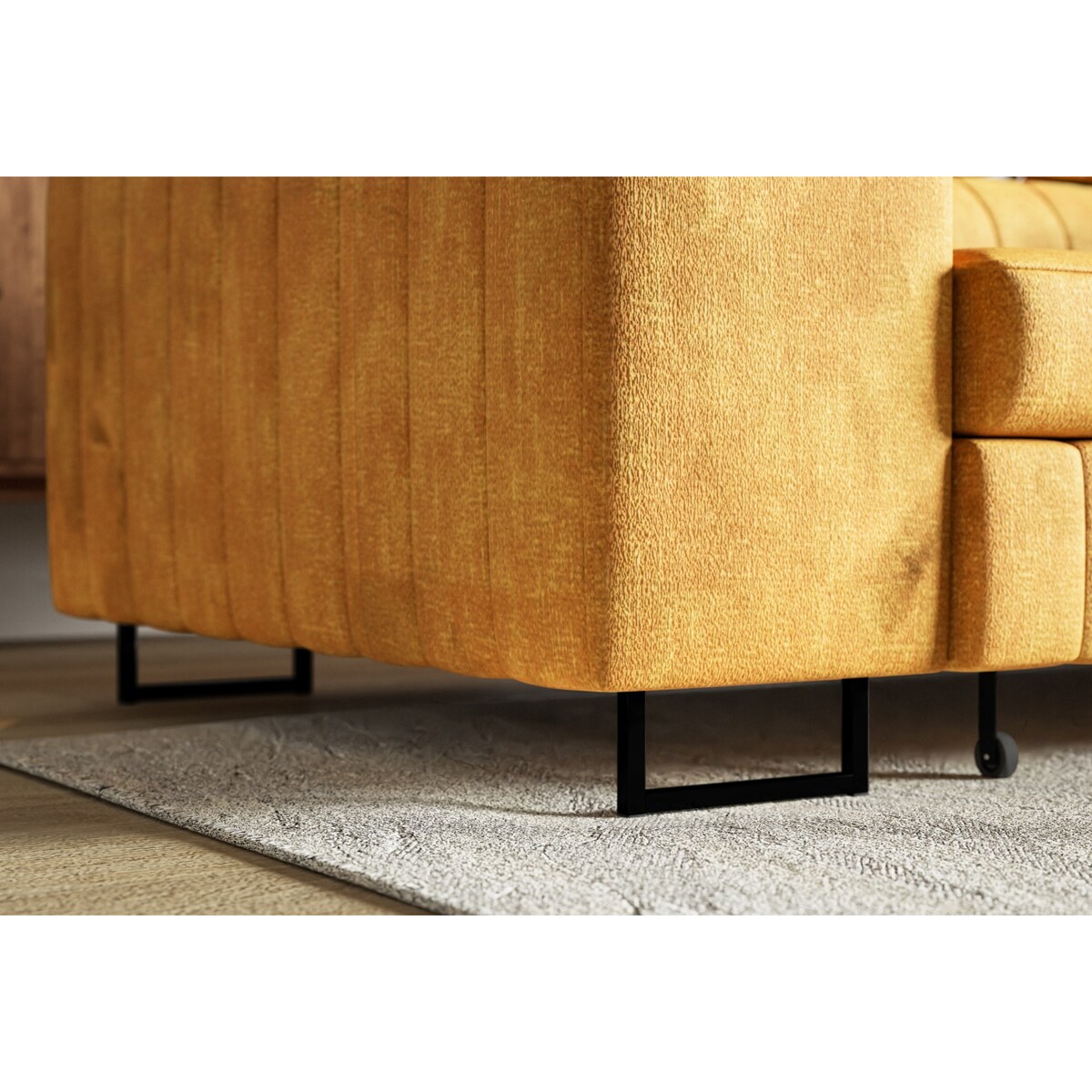 Narożnik NOLA do salonu, regulowane zagłówki-lewostronny- Terra musztardowy