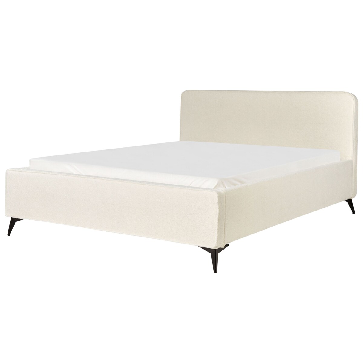 Łóżko boucle 180 x 200 cm kremowe VALOGNES