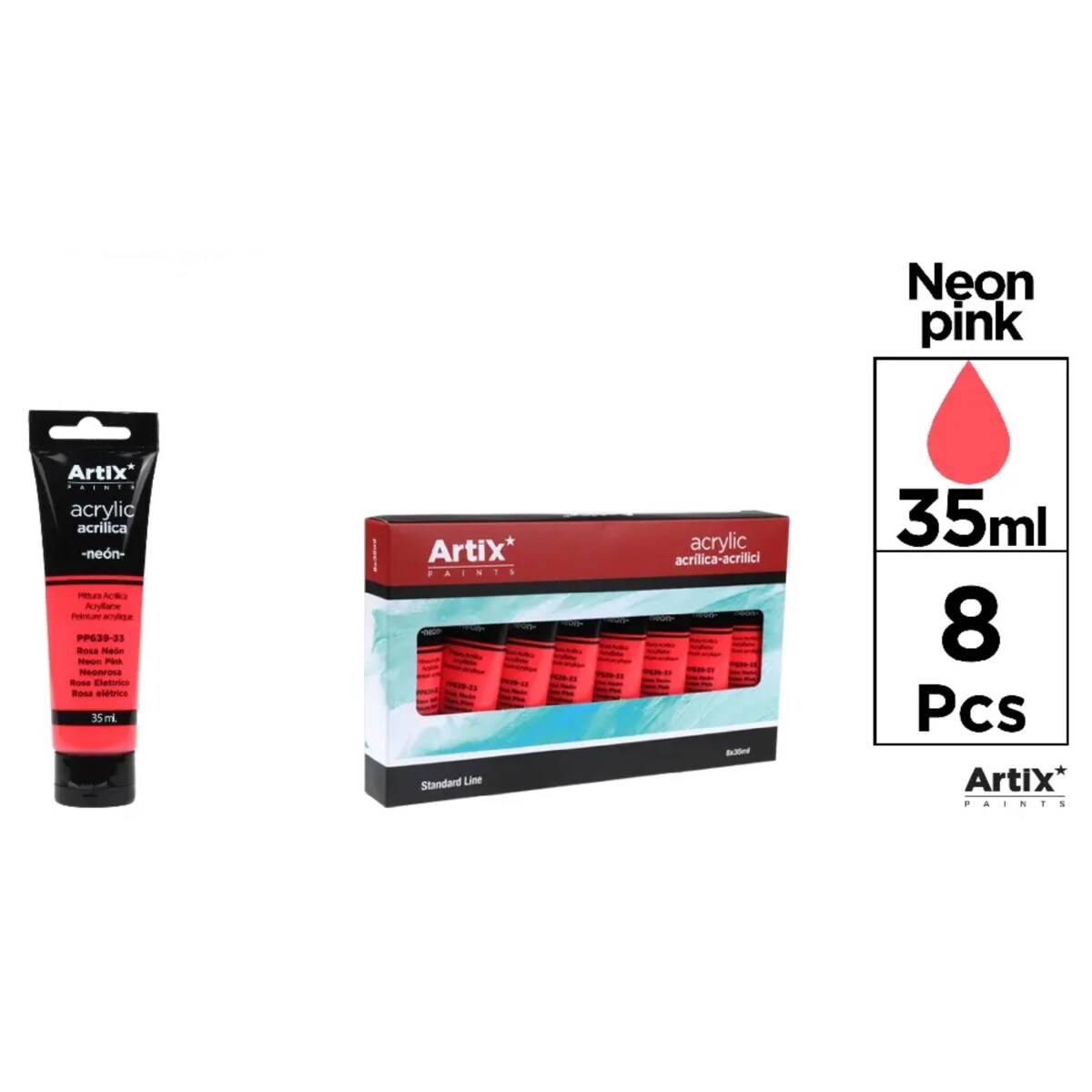 farba akrylowa neon pink artix pp639-33, 35ml