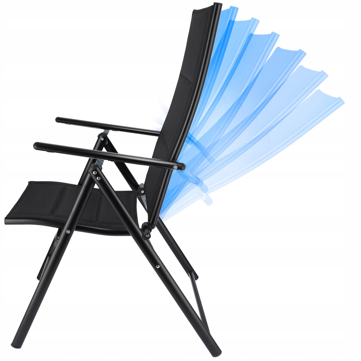 2 x Krzesło składane z tekstylenu z regulowanym oparciem