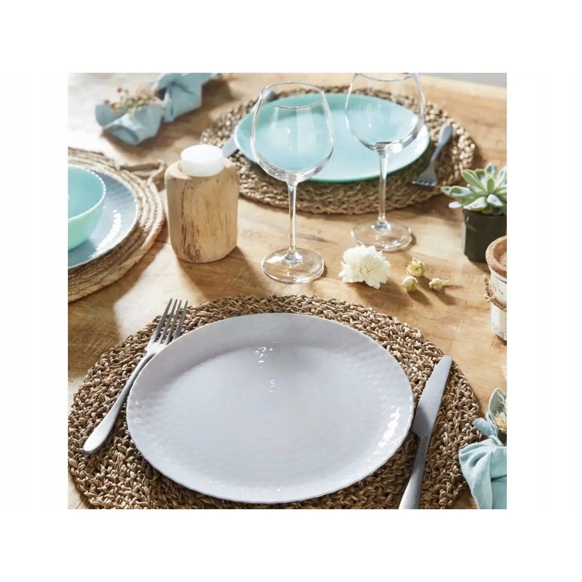 KOMPLET OBIADOWY 18 ele SZARY PAMPILLE LUMINARC okrągłe talerze zastawa