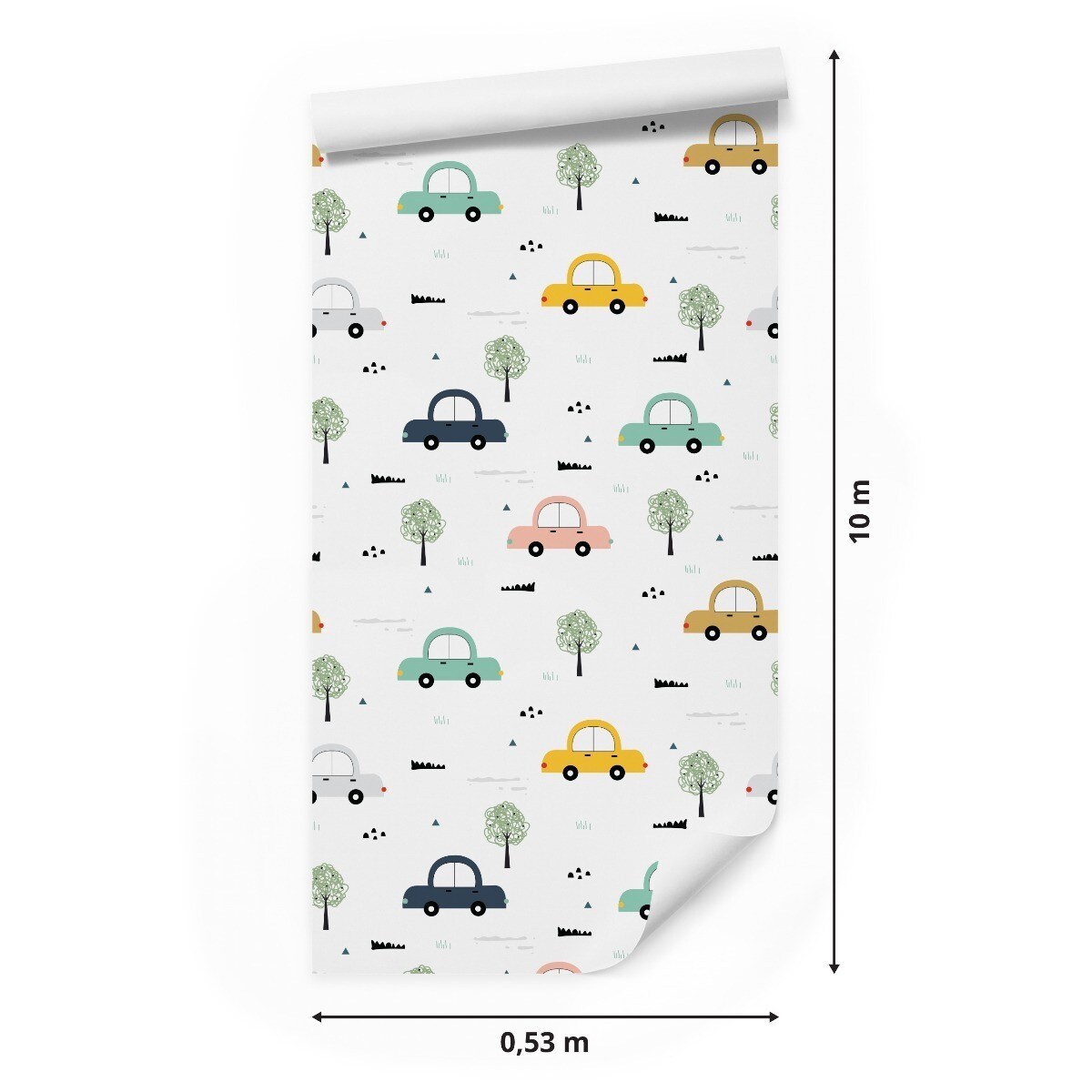 Tapeta W Rolce Dla Dzieci Auta W Stylu Skandynawskim