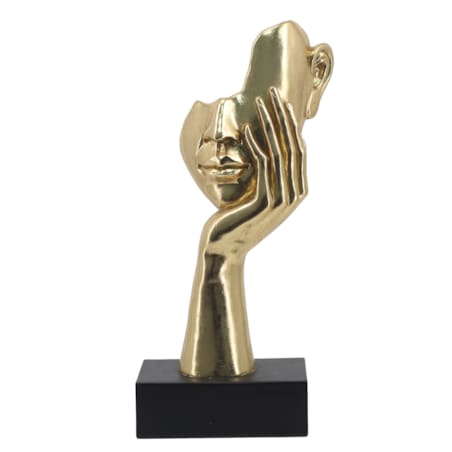 Dekoracja złota maska w kobiecych rękach 43,5x22x11,5 PENSATORE