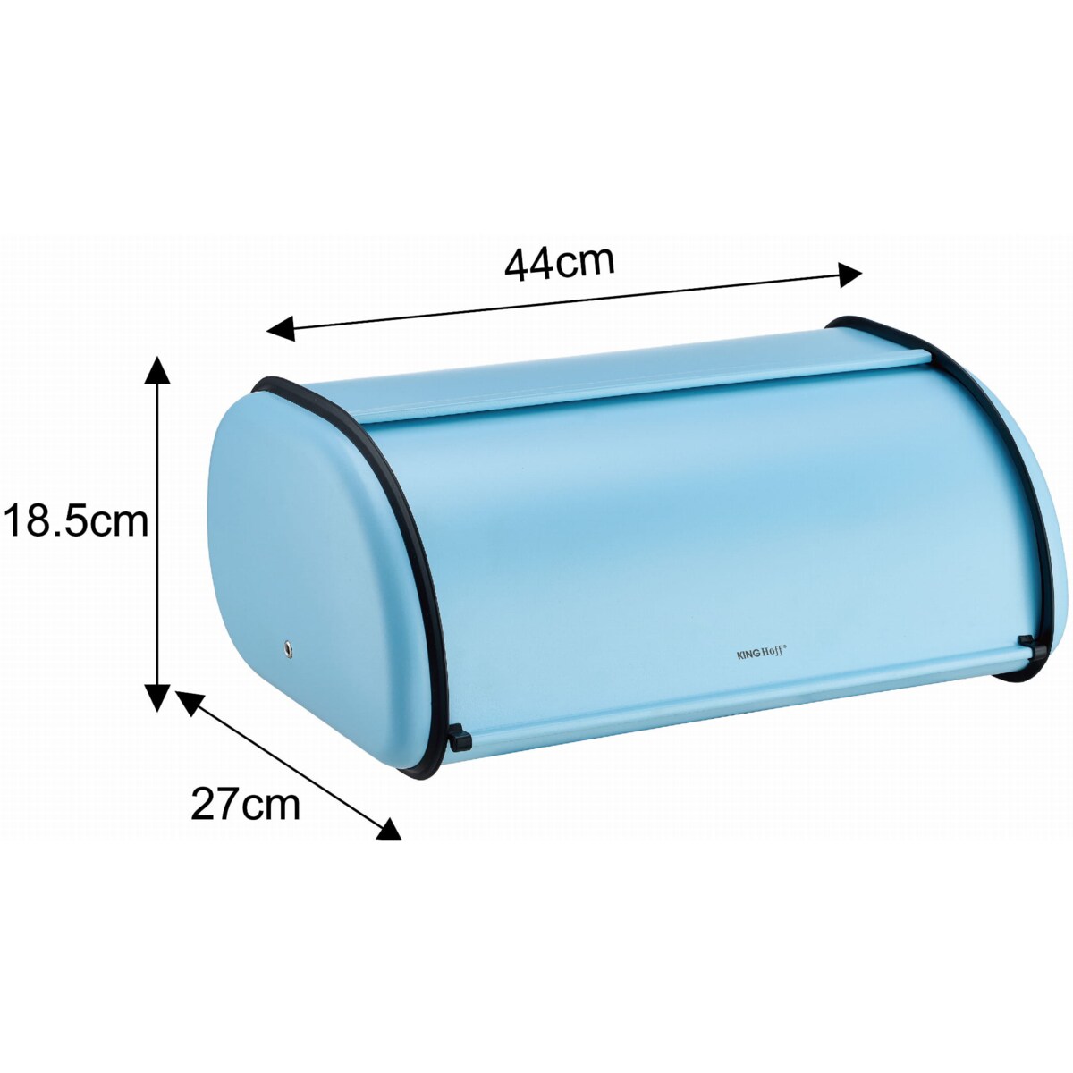 Chlebak stalowy duży 44cm niebieski matowy pojemnik na chleb pieczywo bułki KINGHOFF