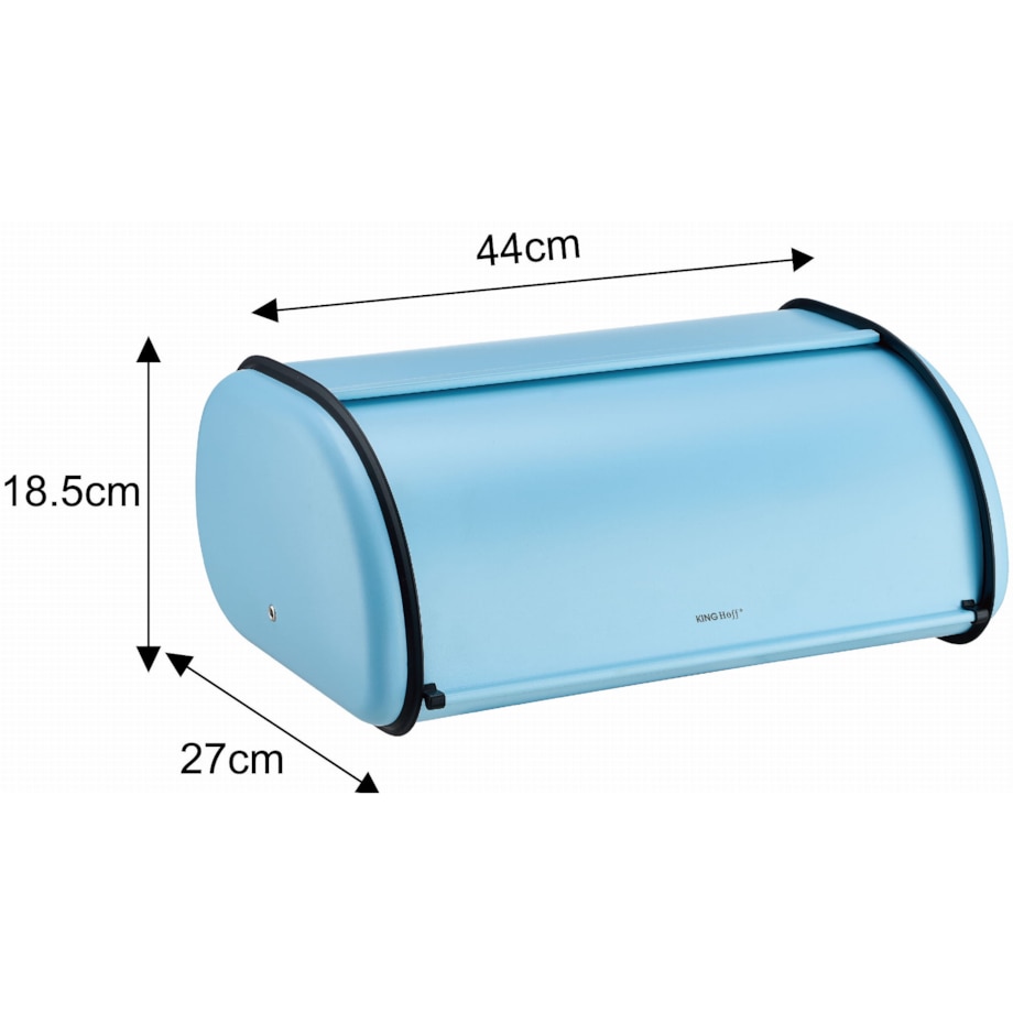 Chlebak stalowy duży 44cm niebieski matowy pojemnik na chleb pieczywo bułki KINGHOFF