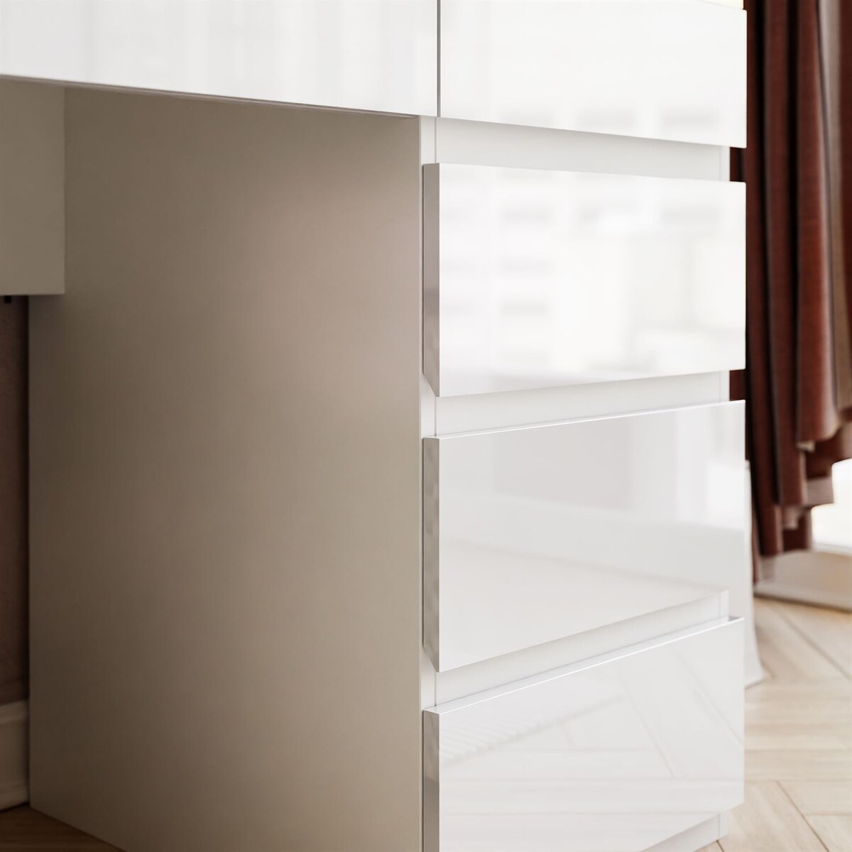 Toaletka AURORA II ELITE z lustrem i oświetleniem biały połysk