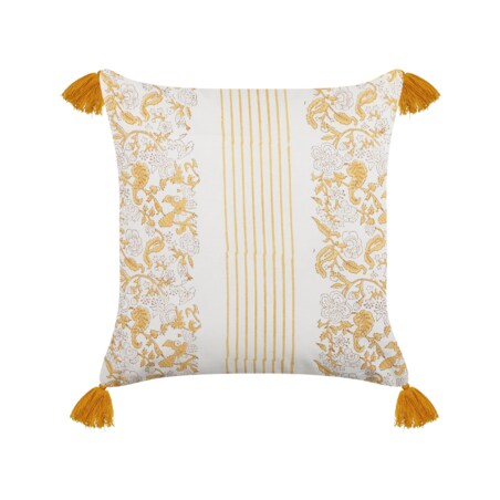 2 bawełniane poduszki dekoracyjne w kwiaty 45 x 45 cm żółto-białe BILOBA