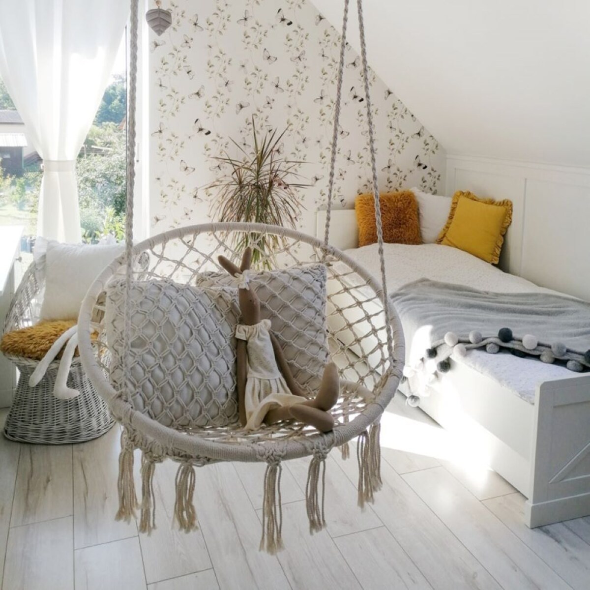 Fotel wiszący ogrodowy Boho, bociane gniazdo XXL