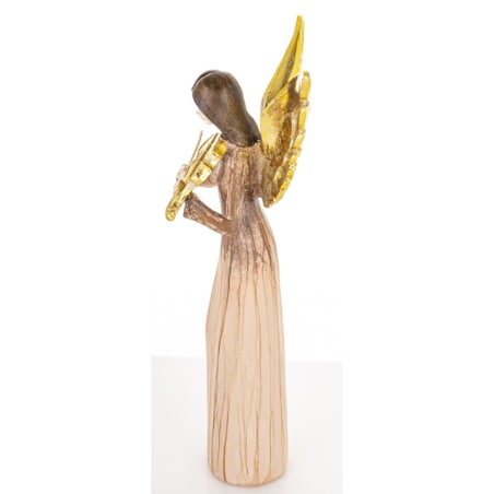 Dekoracja - anioł ze złotymi skrzydłami 34x15,5x8 cm ANGE-2 ze skrzypcami