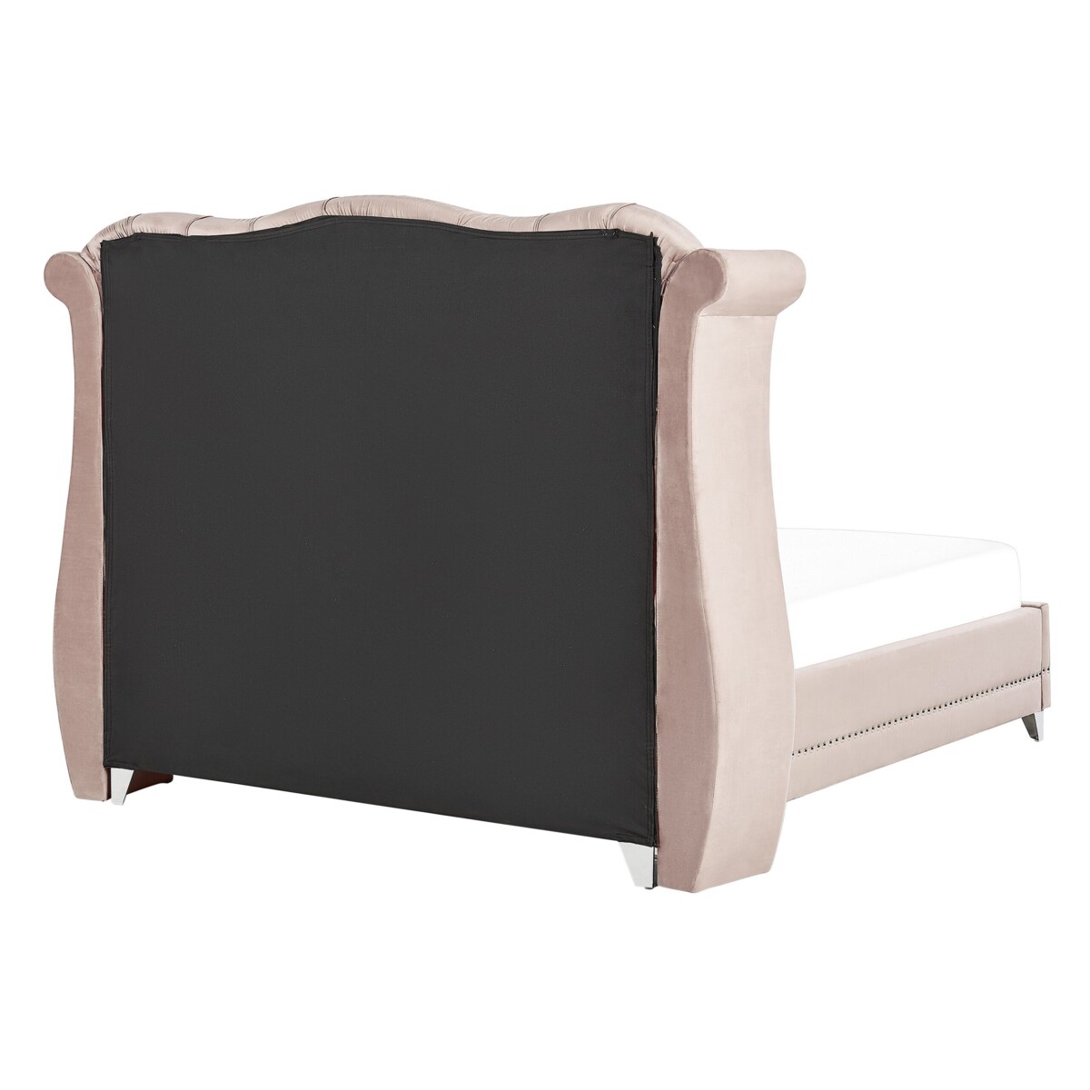 Łóżko welurowe 160 x 200 cm pastelowy róż AYETTE