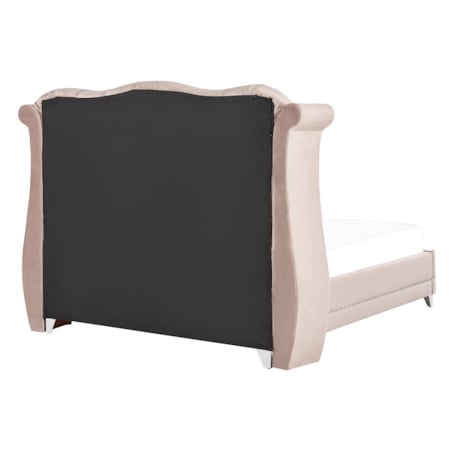 Łóżko welurowe 160 x 200 cm pastelowy róż AYETTE