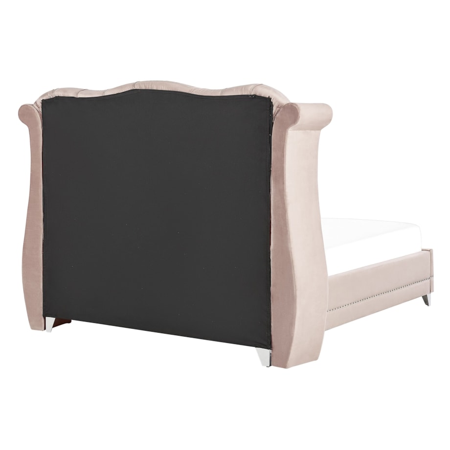 Łóżko welurowe 160 x 200 cm pastelowy róż AYETTE