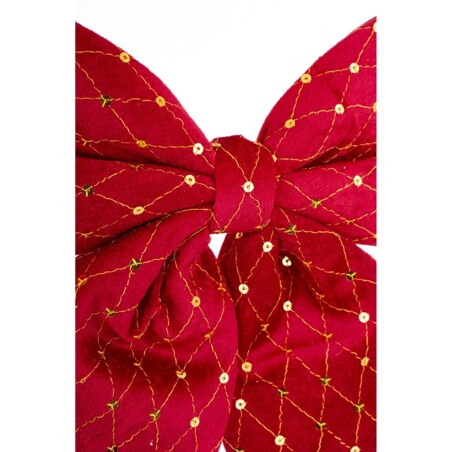 Dekoracja - kokarda kpl. 4 szt. 37x34x3,5 cm REPETON czerwona z cekinami