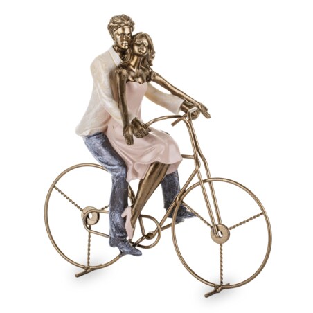 Dekoracja - figurka 25,5x25x19 cm PARA - na rowerze
