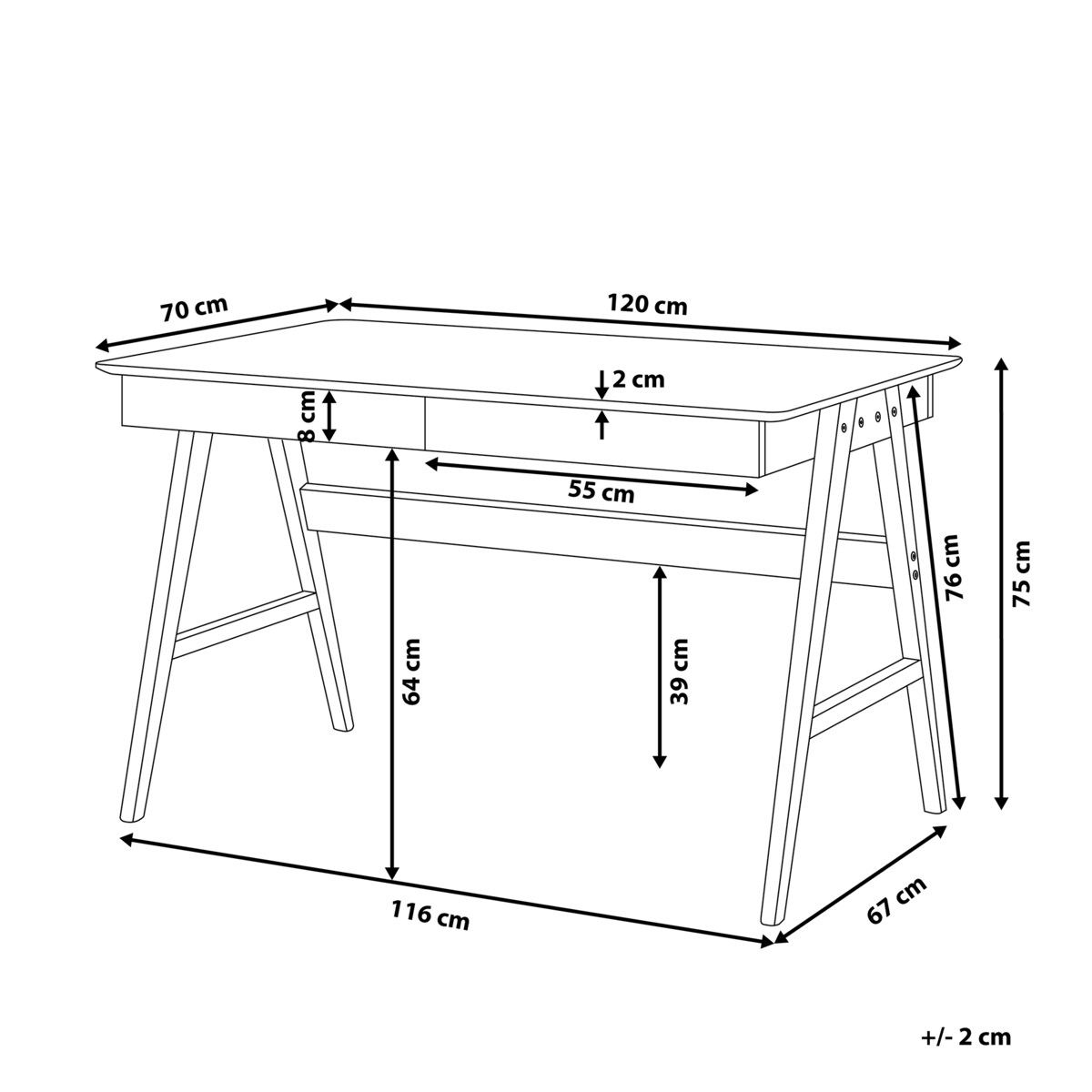 Biurko SHESLAY Biały 120 cm 70 cm z szufladami