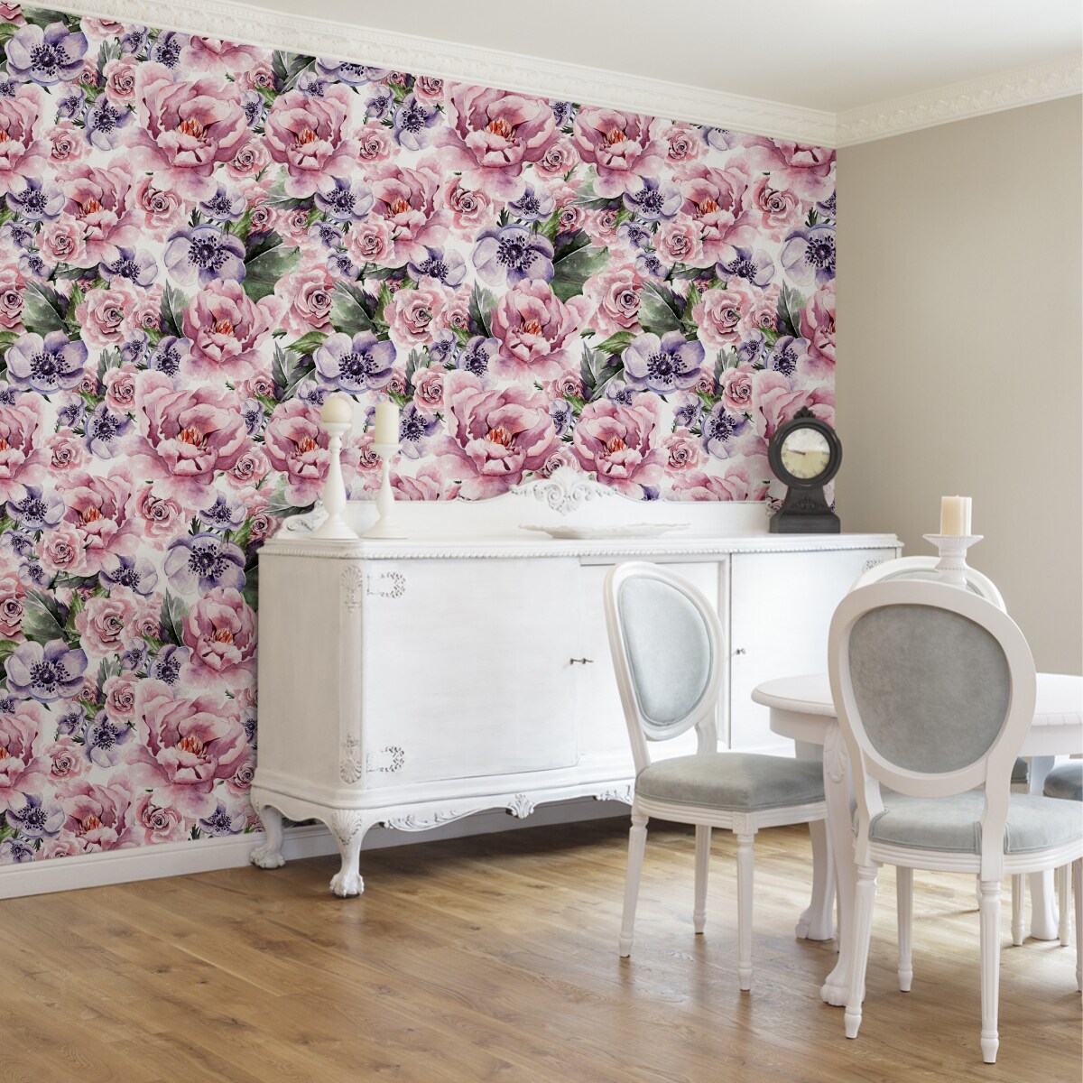 Tapeta akwarelowe kwiaty liście kolorowe rośliny