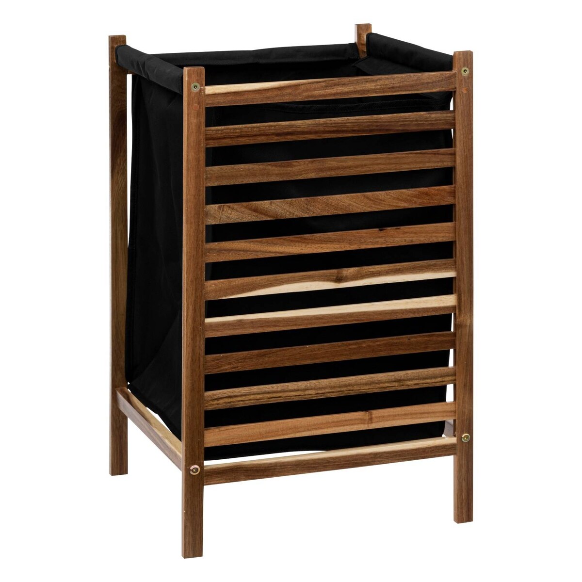 Kosz na pranie Blackacia, drewno akacji, materiałowy pojemnik 50 l