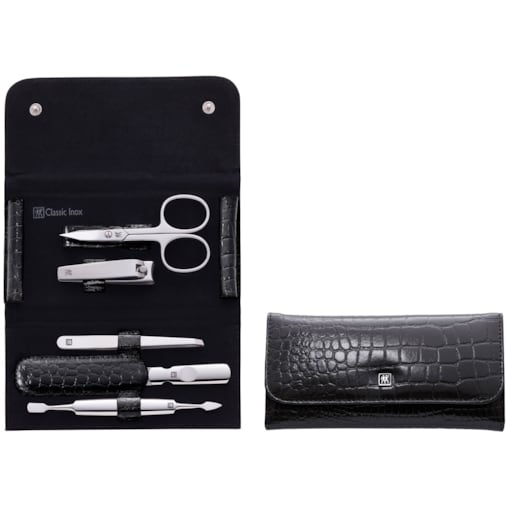 Zestaw do manicure Zwilling Classic Inox – czarne, skórzane etui, 5 elementów - Czarny