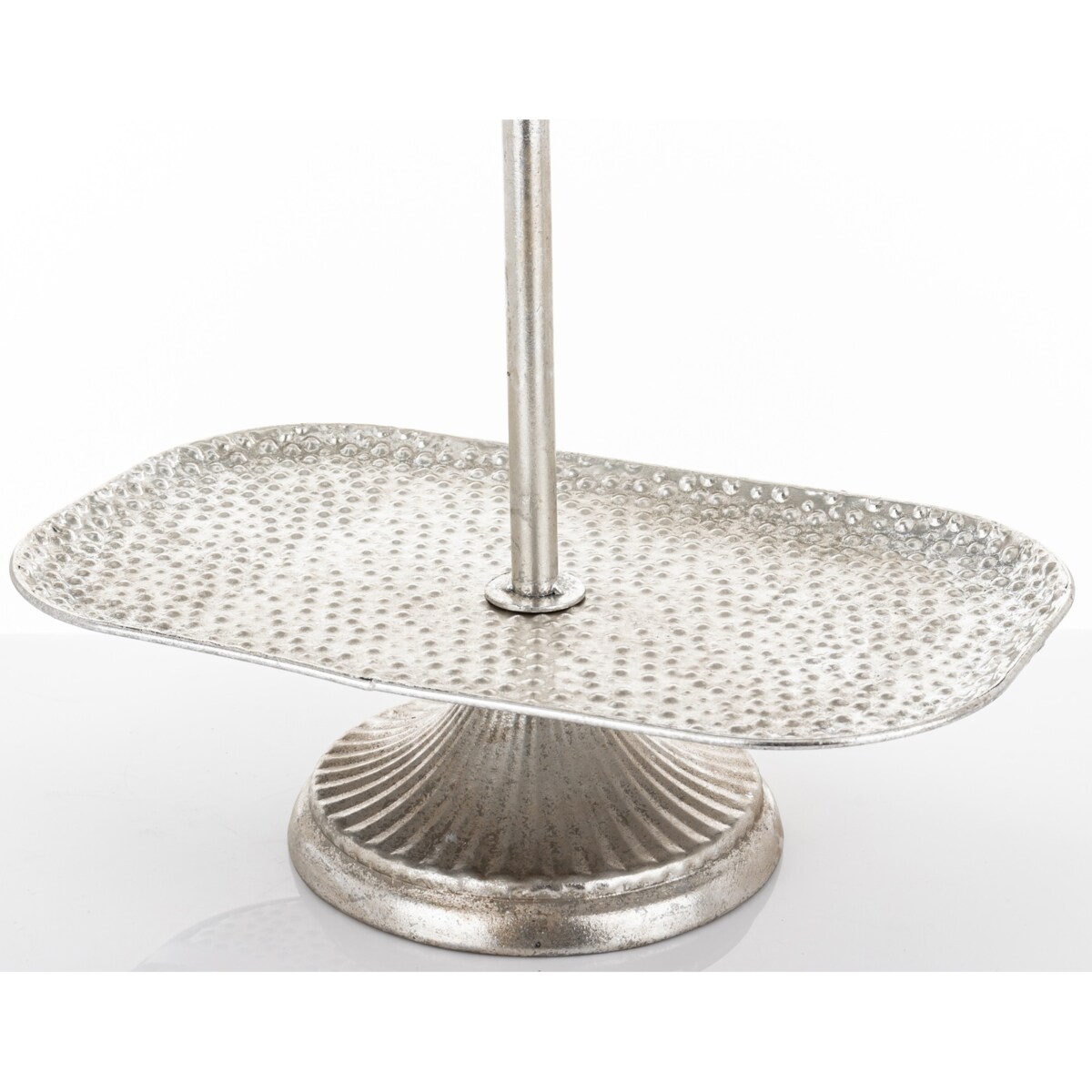 Patera dwupoziomowa, 48x36x21,5 cm srebrna młotkowana