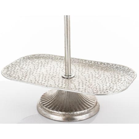 Patera dwupoziomowa, 48x36x21,5 cm srebrna młotkowana