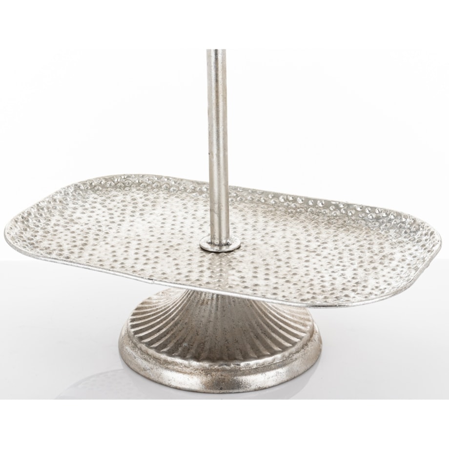 Patera dwupoziomowa, 48x36x21,5 cm srebrna młotkowana