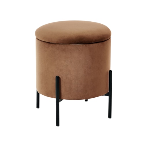 Puf ze schowkiem WENONA Welur Ciemnobrązowy