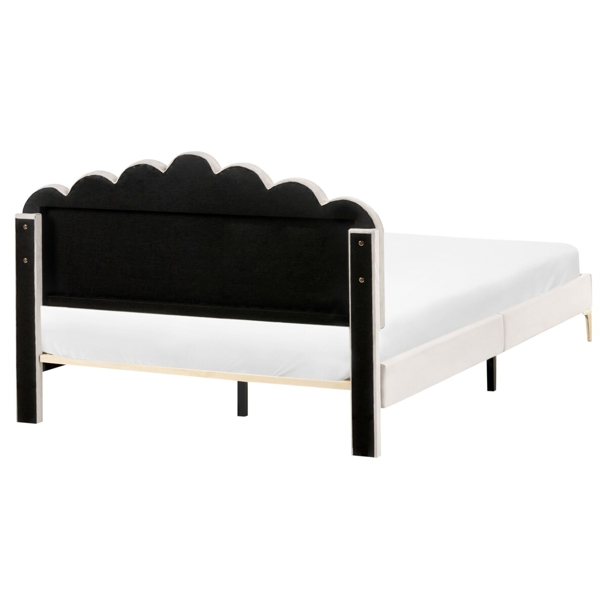 Łóżko Welur SAUVIAN 160 x 200 cm Złamana biel