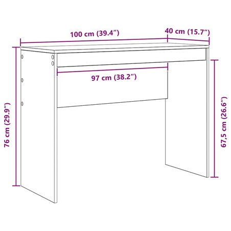 vidaXL Biurko Biały 100 x 40 x 76 cm Materiał drewnopochodny