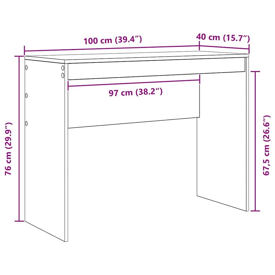 vidaXL Biurko Biały 100 x 40 x 76 cm Materiał drewnopochodny