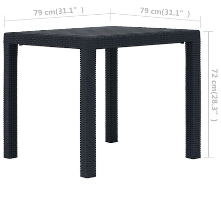vidaXL Stolik ogrodowy, 79x79x72 cm, plastik stylizowany na rattan