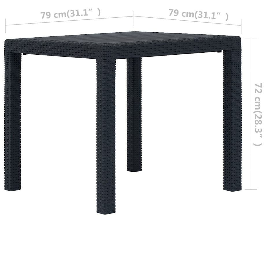 vidaXL Stolik ogrodowy, 79x79x72 cm, plastik stylizowany na rattan