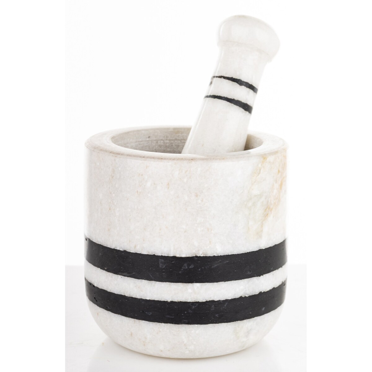 Moździerz kuchenny marmurowy w 2 czarne paski Ø 10 cm