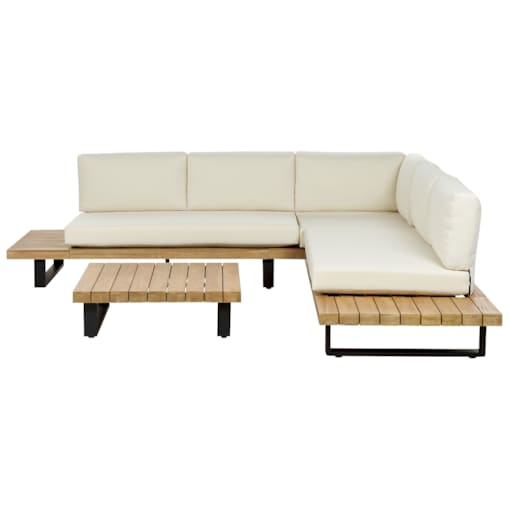 Zestaw ogrodowy drewniany 5-osobowy złamana biel MYKONOS